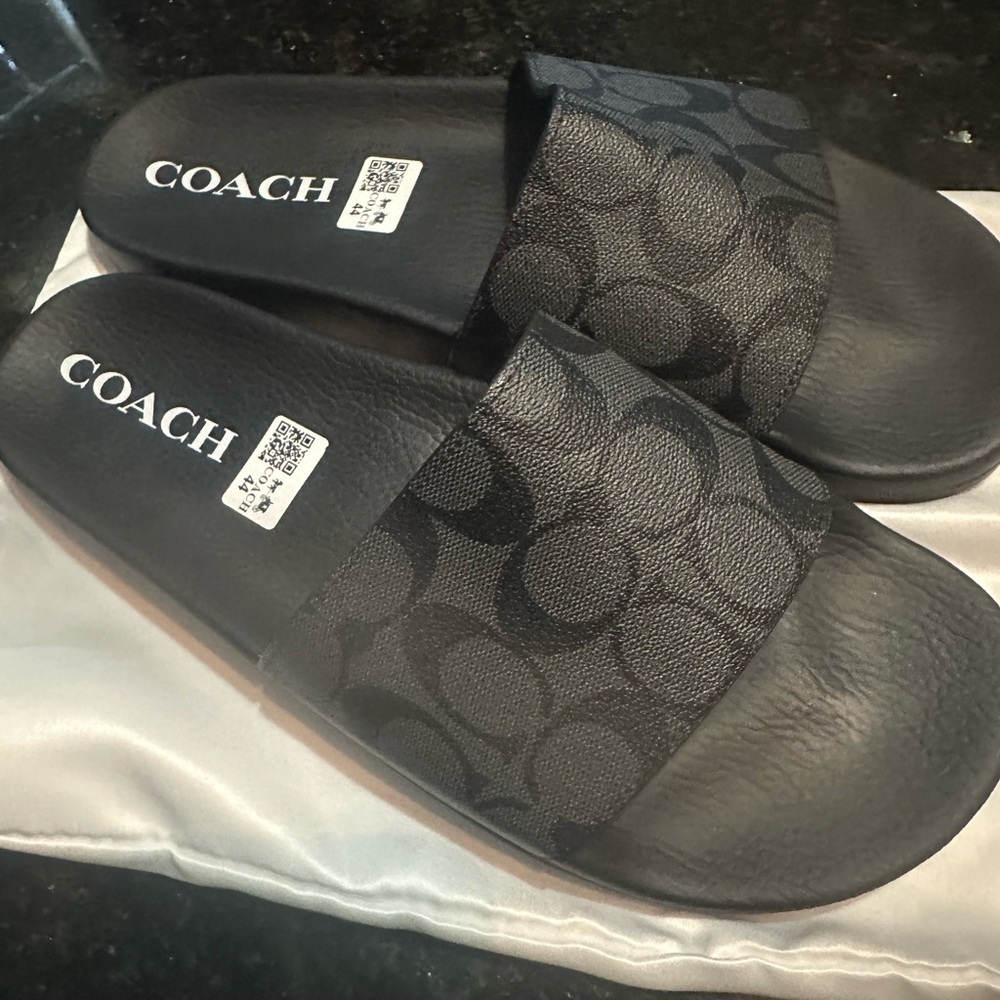 Coach Black Logo Slide Sandals